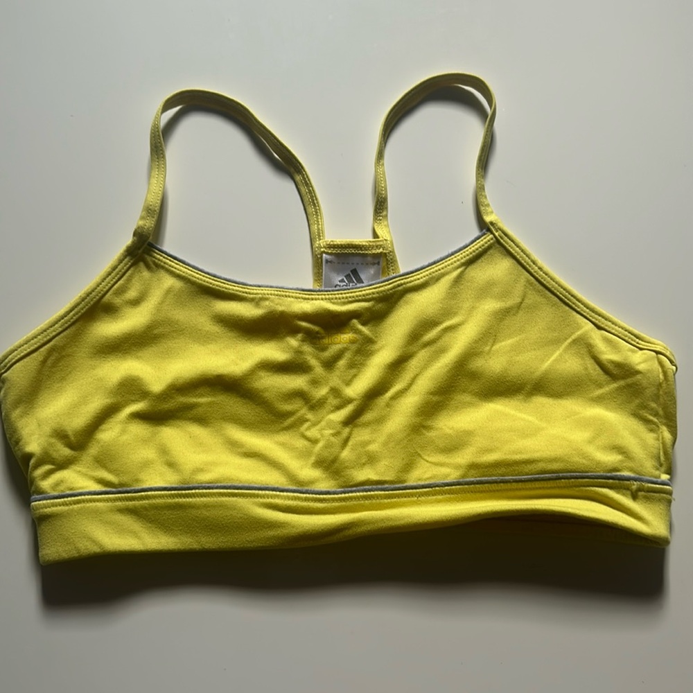 Adidas neon yellow sports bra